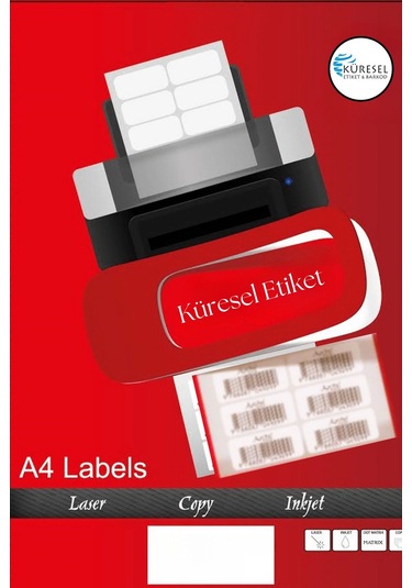 Laser Etiket 105x56 Mm No: 10 5 Paket 100 Sayfa Lazer Etiket 1