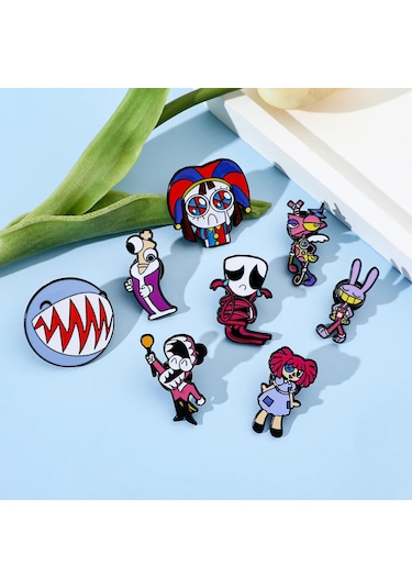 Inanılmaz Dijital Sirk Broşlar Karikatür Pomni Jax Emaye Yaka Iğneler Sirk Light Yellow Color Açık Sarı