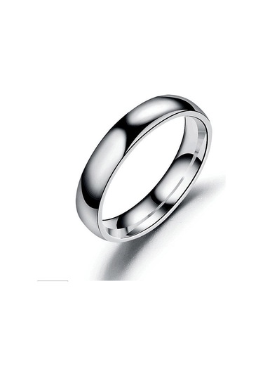 Gümüş Basit Pürüzsüz 4mm Ark Çelik Yüzük Paslanmaz Çelik Çift Yüzük El Takı 11