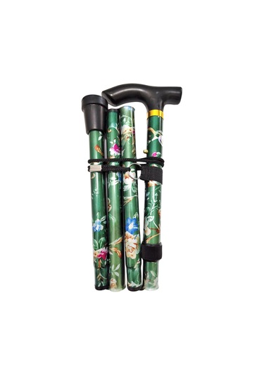 Homyl Katlanabilir Baston Ayarlanabilir 5 Bölümlü El Yeşil Yeşil