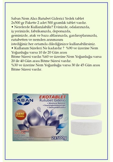 2X500 Gr. Nem Alıcı Yedek Tablet Vanilya Kokulu