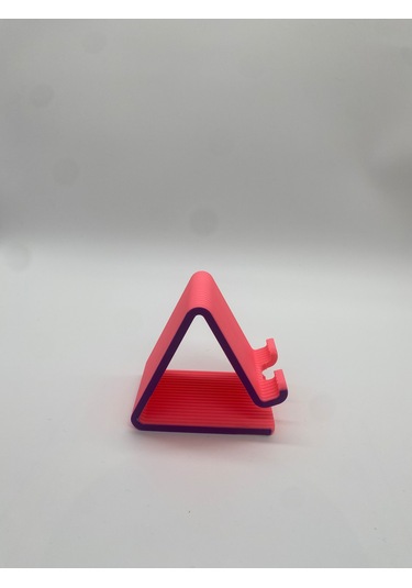 Üçgen Formlu Telefon Standı, 3d Baskı, Pembe