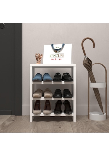 Kenzlife Ayakkabılık Mısri Mat Beyaz Suntalam 050 040 20 Altı Çift Ayakkabı Kapasitesi Arkalıksız Beyaz