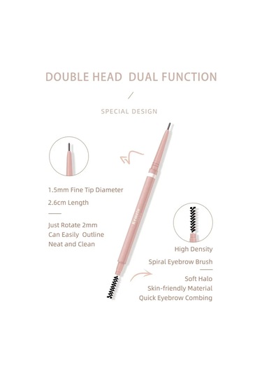 1 Adet Su Geçirmez Çift Uçlu Kaş Kalemi 1.5mm Ultra İnce Kaş Kalemi Ter X6 Classic Black 0