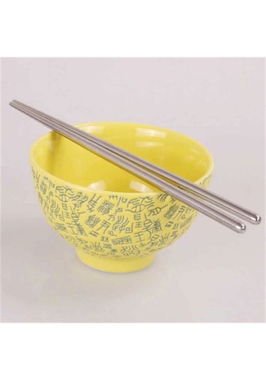 Metal Chopstick 5'li Paslanmaz Çelik Çin Çubuğu Siyah