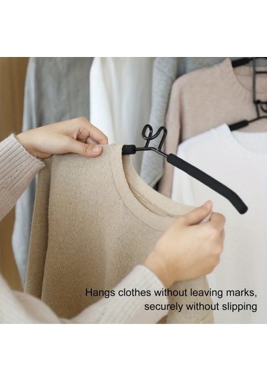 Honeybeeshop Siyah B 12li Ağır Hizmet Köpük Dolgulu Yer Tasarruflu Katlanabilir Gardırop Askısı Siyah-b