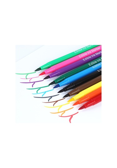 Hombey Gönüllü Pasta Boyama Kalemi 0.7mm Çift Uçlu Yenilikçi 10 Renkli Paketli Yiyecek Dereceli Fırın Malzemesi