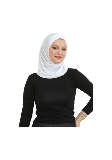 Spor Başörtüsü Kadın Hazır Giyim Türban Viskon Eşarp Şal - Beyaz Beyaz
