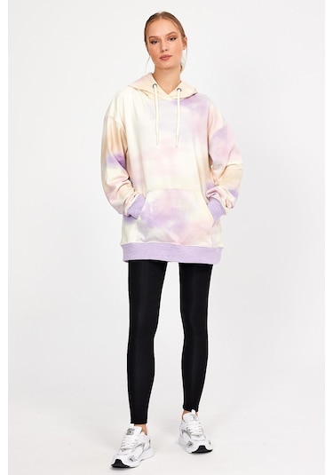 Alexandergardı Batik Desenli Kapüşonlu Oversize Sweatshirt Un-757a07 001