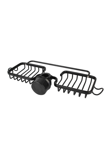 Siyah Lavabo Drenaj Raf Sünger Depolama Musluk Tutucu Çift Yuvalı Sabunluk Raf Sepeti Organizatör Çok Fonksiyonlu Uzay Alüminyum Siyah