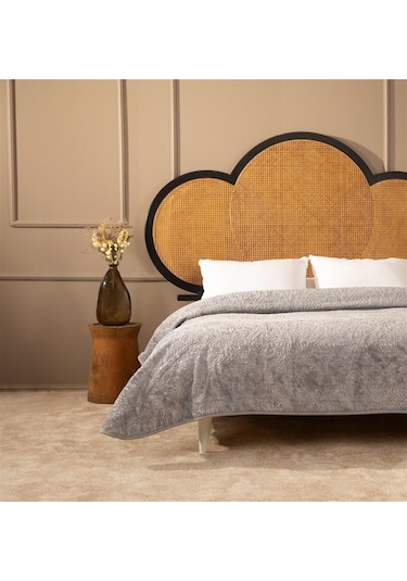 Apricitas Elegant Emboss Çift Kişilik Battaniye Gri -