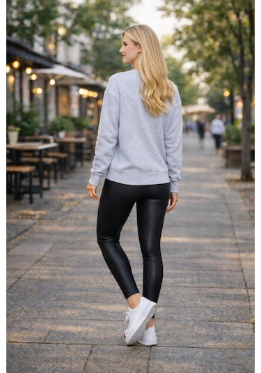 Buyolog Kadın Oversize Premium 3 İplik Şardonlu Sweatshirt Gümüş