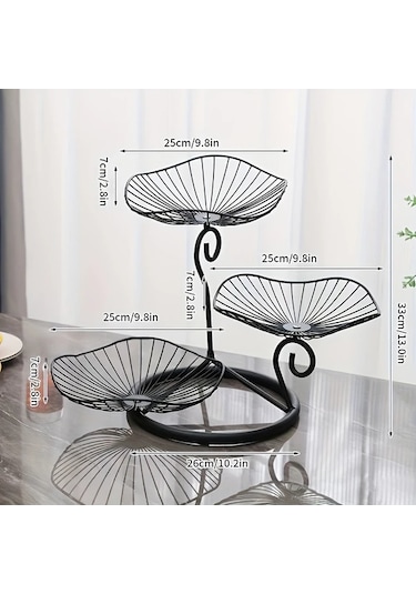 Maxaccess 3 Katlı Zarif Demir Meyve Sepeti Altlığı, Çok Katlı Dekoratif Sunum Tepsisi Altın Altın