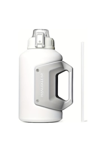 Novahub Kulplu Yalıtımlı Su Şişesi, 1183ml, Çift Katmanlı Pipetli Vakumlu Termos Beyaz Renk Beyaz