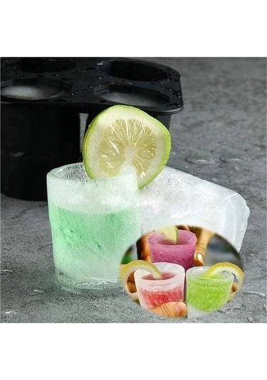 Didadodo Silikon Küp Kalıp Fincan - 4'lü Buz Kalıbı, Siyah - 2 Adet Siyah Yeni Tasarım Siyah