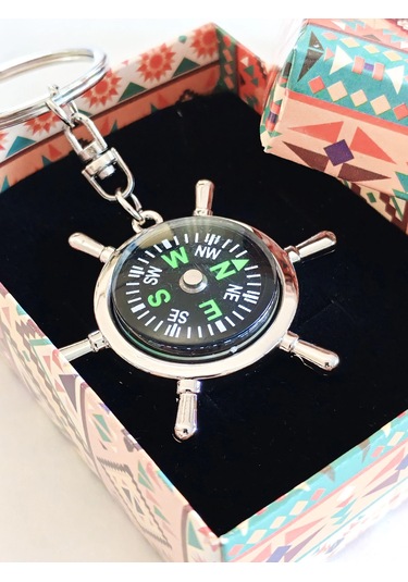 Moncuk Design Çalışır Pusula Metal Anahtarlık