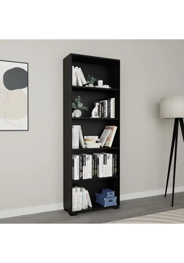 Lucas Serisi Siyah 5 Raflı Kitaplık Siyah