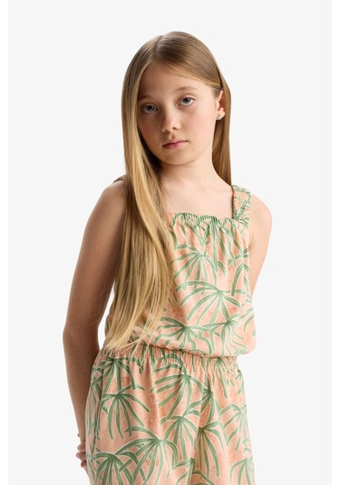 Defacto Kız Çocuk Desenli Askılı Tulum B4814a825hsog189 Turuncu