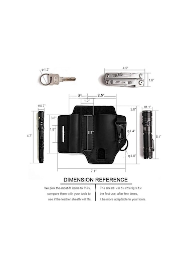 Geeksen Kemer İçin Çok Amaçlı Alet Kılıfı, Erkekler İçin Deri Edc Cep Düzenleyici, Kalemlikli Leatherman Kılıfı, Anahtarlık, El Feneri Kılıfı, Edc Deri Kese Kahverengi