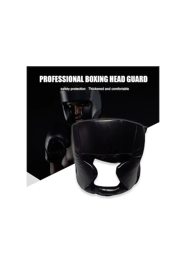 Tam Kapalı Kalınlaşmış Boks Kaskı Erkek Kadın Yetişkin Karate Siyah