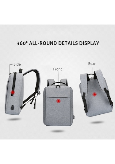 Neevoyu 17 İnç Usb Dışarıda Çıkışlı Oxford Kumaş Laptop Sırt Çantası - Büyük Kapasiteli İş & Seyahat Çantası Açık Gri Çok Renkli