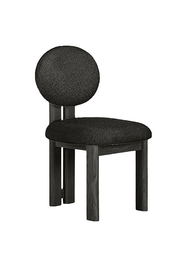 Coco İskandinav Teddy Natural Ahşap Bohem Sandalye Siyah - Antrasit