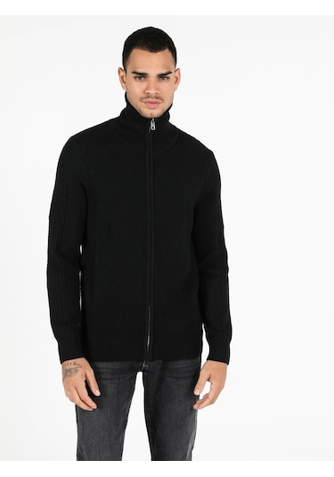 Colin's Slim Fit Erkek Siyah Hırka CL1051630_Q1.V2_BLK Colin's Slim Fit Erkek Siyah Hırka CL1051630_Q1.V2_BLK