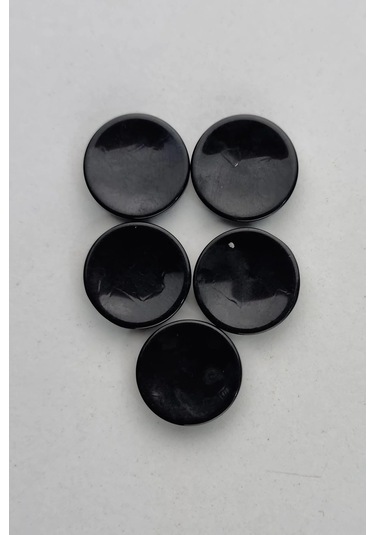 Küçük Boy Akrilik Deliksiz Düz Siyah Hırka Çeket Yelek Düğmesi 5 Adet