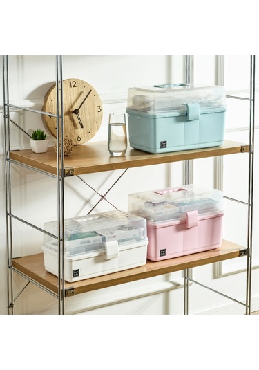 Springsun Pratik 3 Katmanlı Büyük Kapasiteli Taşınabilir İlaç Dolabı - Su Geçirmez Gri