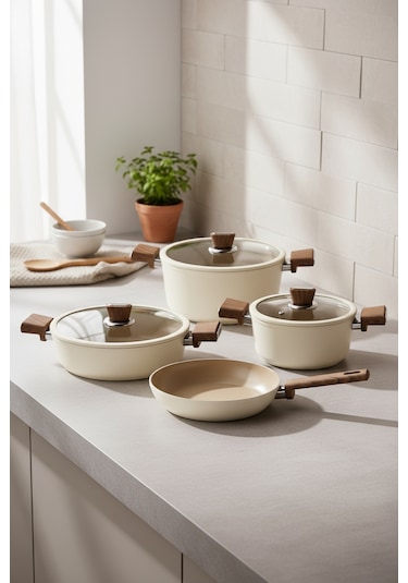 Bernardo Mayasa 7 Parça Seramik Tencere Seti Fil Dişi Fil Dişi