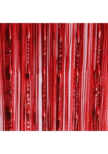 1mx2m Dekoratif Damla Zincir Boncuk Pencere Kapı Perdesi Perde İpi Kapı Oda Bölücü Kırmızı