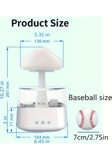 Motion003 7 Renk Degisen Led Gece Isikli Uzaktan Kumanda Beyaz Gurlutu Yagmur Nemlendirici Aromaterapi Makinesi