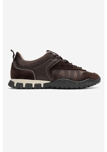 Fıera Kahverengi Hakiki Deri Fileli Kadın Günlük Sneaker Kahverengi