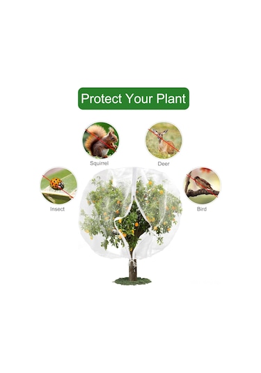 Geeksen 2 Adet Ağacı Ve Bitki Koruması İçin 1.8x1.8m Transparan Ağ Zip Ve Çekmeceli - Yağmur/solar Geçirir, Kuş/böcek/gösterge Engelleri
