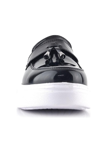 Rakerplus Siyah Rugan Beyaz Taban Loafer Klasik Çocuk Ayakkabısı Siyah