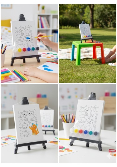Ark Çizimli Pres Tuval Seti 18 X 24 Cm Akrilik Boya + Fırça