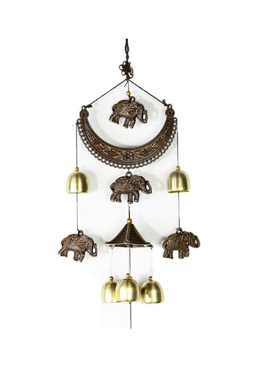 Windchime, Ev Dekorasyonu, Alaşım Rüzgar Çanları Fil Ay Zili Şanslı Feng Shui Kolye