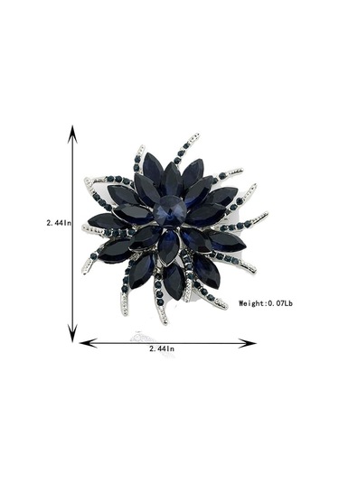 Kadın Gelinler İçin Çiçek Broş Pin Kristal Broş Mavi Oluşturuldu Siyah