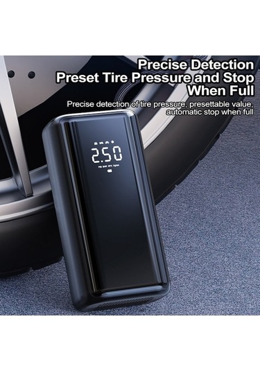 Taşınabilir 150psı Hava Kompresörü: 4500mah Şarjlı Led Işık - Araba, Bisiklet