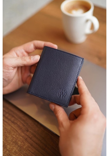 Bayderi Lisande Hakiki Deri Kibar Erkek Cüzdanı - Lacivert