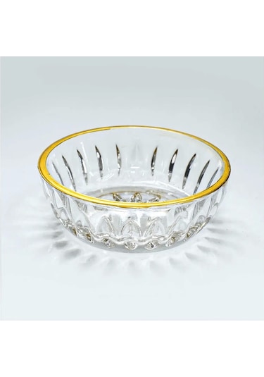 Elif Altın Yaldızlı 6 Parça Cam Lokumluk Royaleks-81084 Renkli