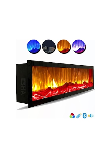 Esha Home Elektrikli Dekoratif Yapay Şömine Bluetooht Sabit Çıtırtı 150x35x18 Cm