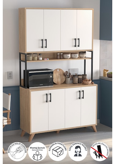 8 Kapaklı Çok Amaçlı Dolap Defne Mutfak Dolabı Erzak Dolabı Kiler Dolabı Safir Meşe Beyaz Safirmeşe - Beyaz 8 Kapaklı Çok Amaçlı Dolap Defne Mutfak Dolabı Erzak Dolabı Kiler Dolabı Safir Meşe Beyaz Safirmeşe - Beyaz