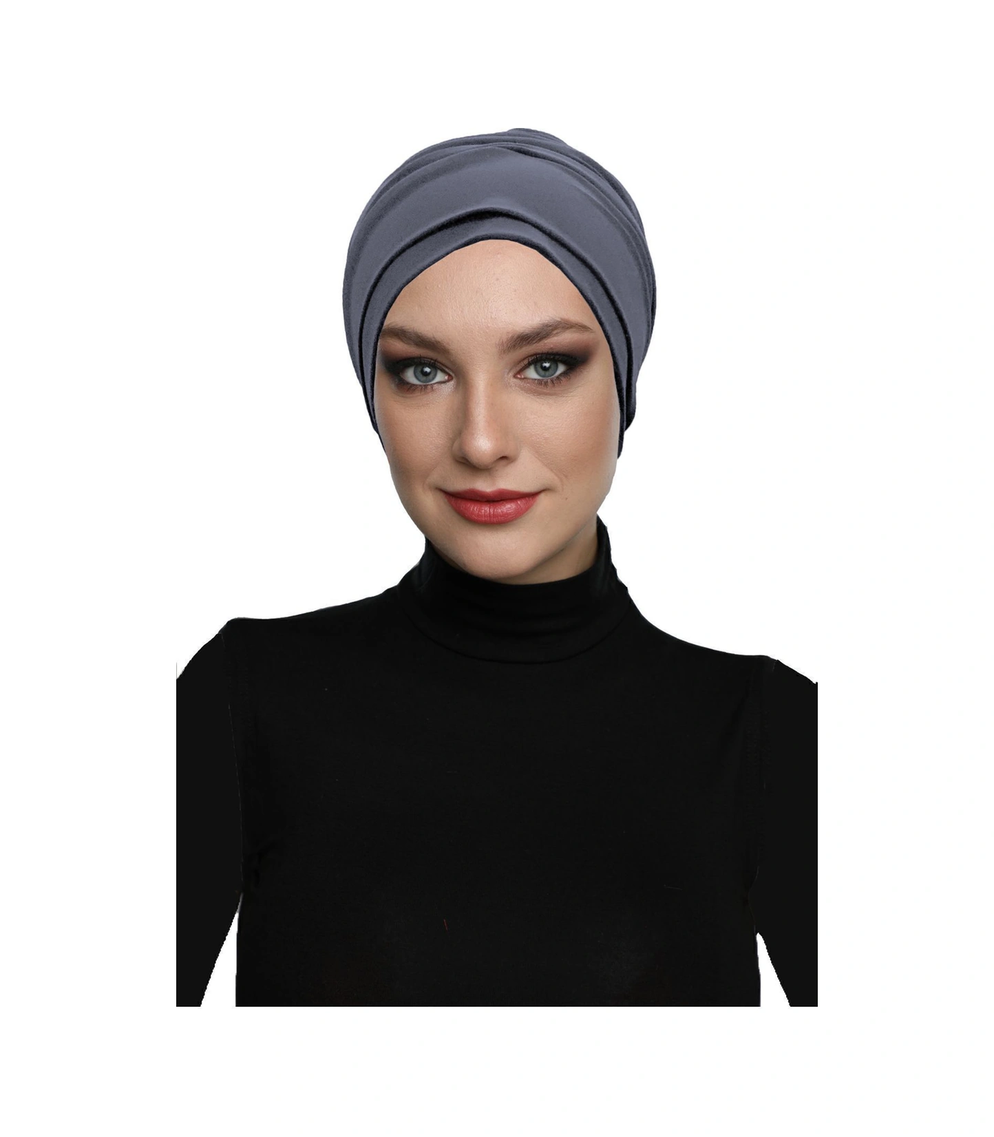 Çift Katlı Astarlı Hazır Koyu Gri Türban Tesettür Dış Ve Havuz Bonesi Koyu Gri