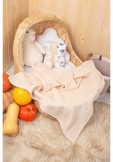 Luckka 3'lü Çok Amaçlı Müslin Örtü Seti - 75x75 Cm - Ztc200 Ekru Ekru