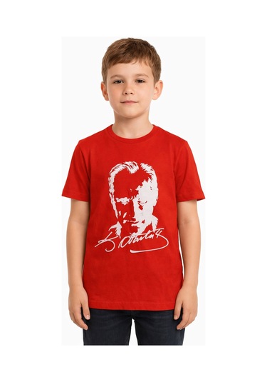Monox Çocuk Unisex Atatürk Baskılı Tişort Kırmızı