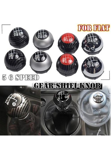 Fiat 500 500c 2007 - 2018 İle Uyumludur 5 6 Vites Vites Topuzu Sitck Başlığı Deri Parlak Siyah Kapak Yedek Renk: 6 Vites Karbon 2