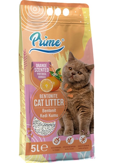 Prime Portakal Kokulu Kalın Topaklaşan Bentonit Kedi Kumu 5 L