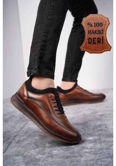 Muggo Fire Garantili Erkek Günlük Klasik Hakiki Deri Casual Rahat Ortopedik Ayakkabı 001