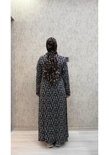 Gd Goldoremi 7 Kadın Viskon Pamuklu Bağlamalı Namaz Elbisesi Lacivert